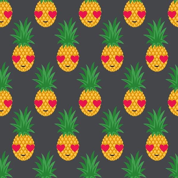 Ananas in liefde naadloze patroon. — Stockvector