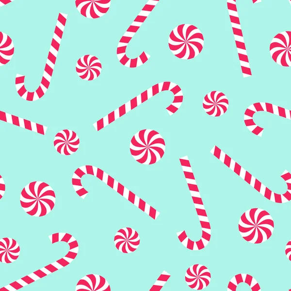 糖果手杖和棒棒糖无缝圣诞模式 — 图库矢量图片