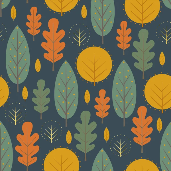 Höstens natur sömlösa mönster på Mörkblå bakgrund. — Stock vektor