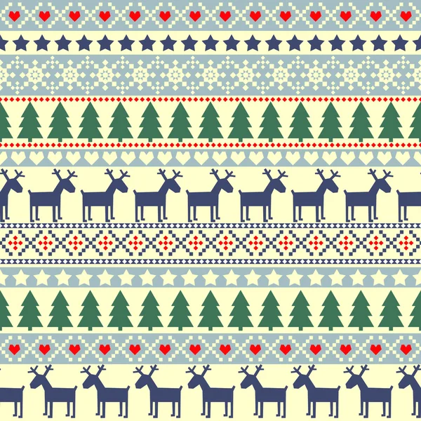 Christmas traditional ornamental knitted pattern — Stock Vector