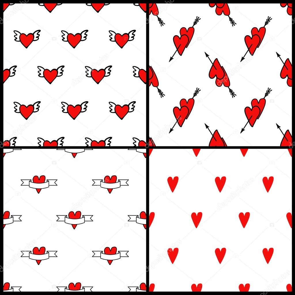Vector heart pattern backgrounds for valentines day