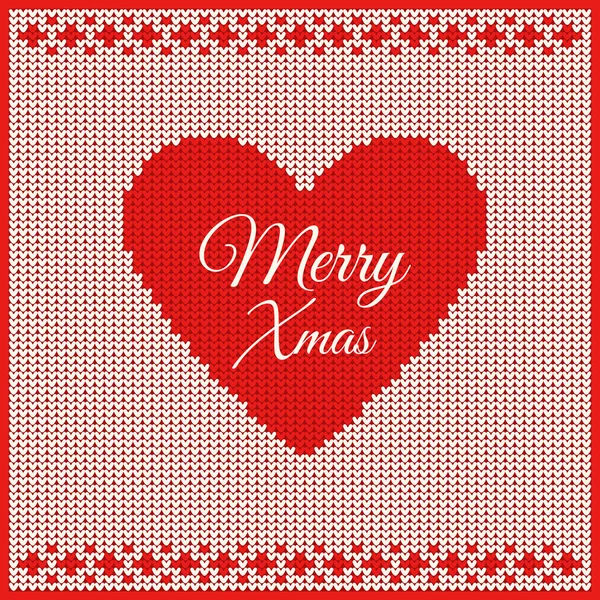 Merry Christmas Card on knitted background — Stock Vector