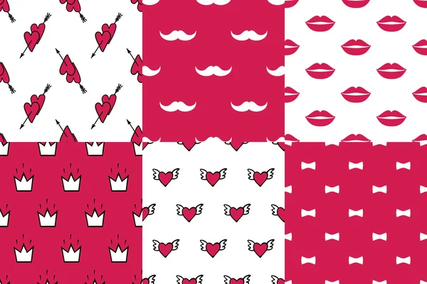 Seamless patterns for Valentine's Day — Stock Vector