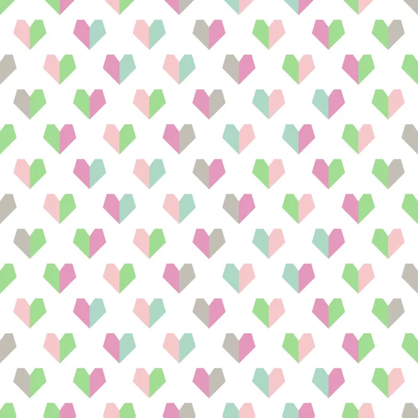 Cute seamless vector geometric heart pattern — Stock Vector