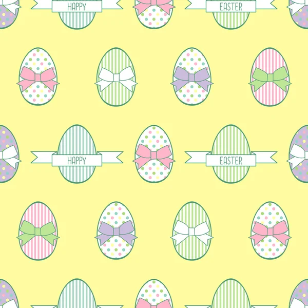 Vector background with Easter decorative eggs and bows — Stock Vector
