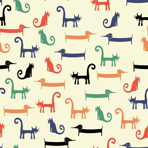 Tecknade bakgrunden med roliga husdjur. — Stock vektor