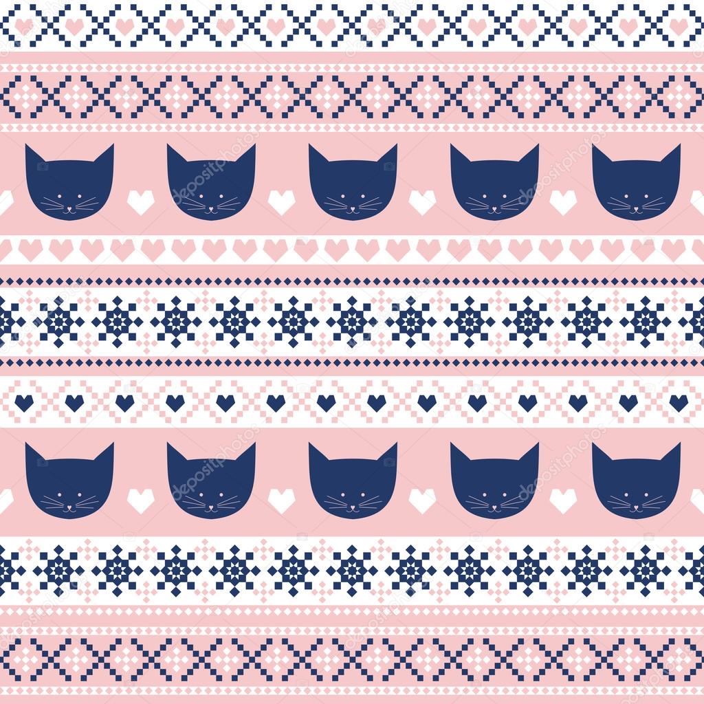 Seamless pattern with cats for kids holidays