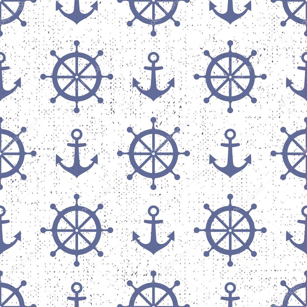 Cute nautical background. Navy vector seamless pattern