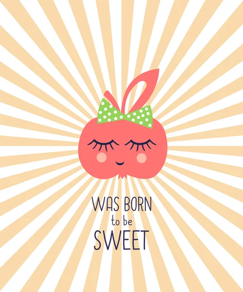 Carte d'anniversaire drôle avec pomme mignonne — Image vectorielle