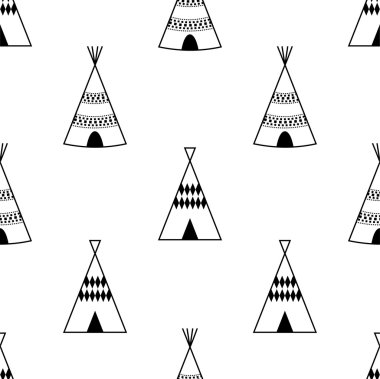 Sorunsuz çocuklar Kızılderili çadırı illüstrasyon