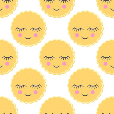 Uyuyan çerezleri gülümseyen çocuklar tatil için seamless modeli