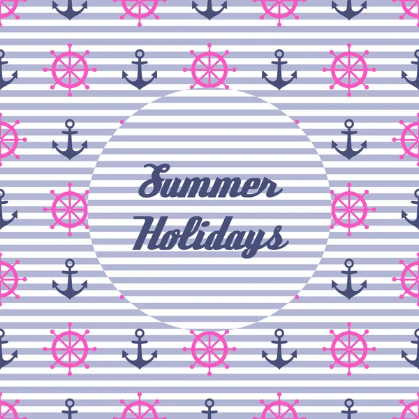 かわいい夏の休日はベクトル カードです。海の海軍のベクトル パターン — ストックベクタ