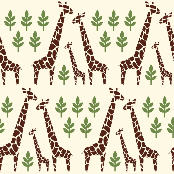 Giraffes family seamless pattern. Safari animal background. — Stock Vector