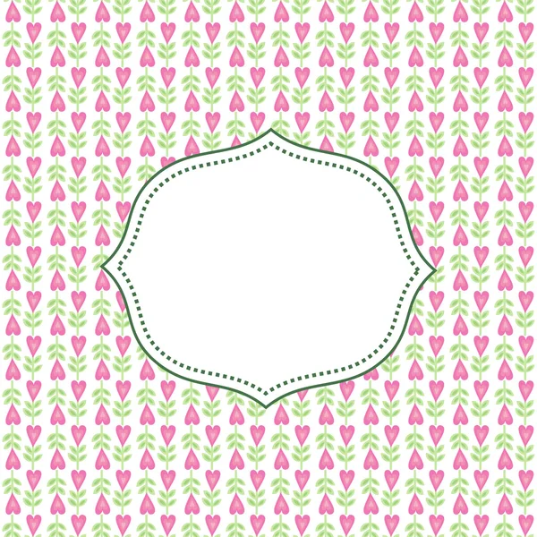 Cute flower vector card with space for text. Seamless floral pattern with heart shape flowers — Stock Vector