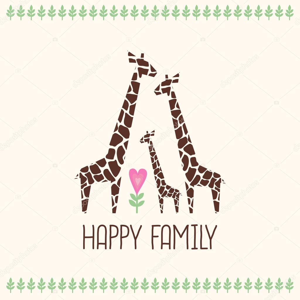 Happy family card. Cute giraffes family illustration. Jungle animals with tropical plants print. Stock Vector Image by ©in_dies_magis #75828487 Happy family card. Cute giraffes family illustration. Jungle animals with tropical plants print. Stock Vector Image by ©in_dies_magis #75828487