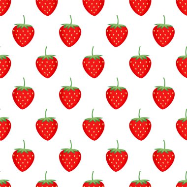 Kırmızı çilek ile sorunsuz arka plan. Sevimli vektör çilek deseni.