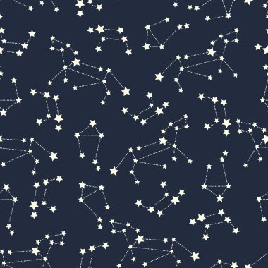 Seamless pattern with constellations. Night sky illustration.