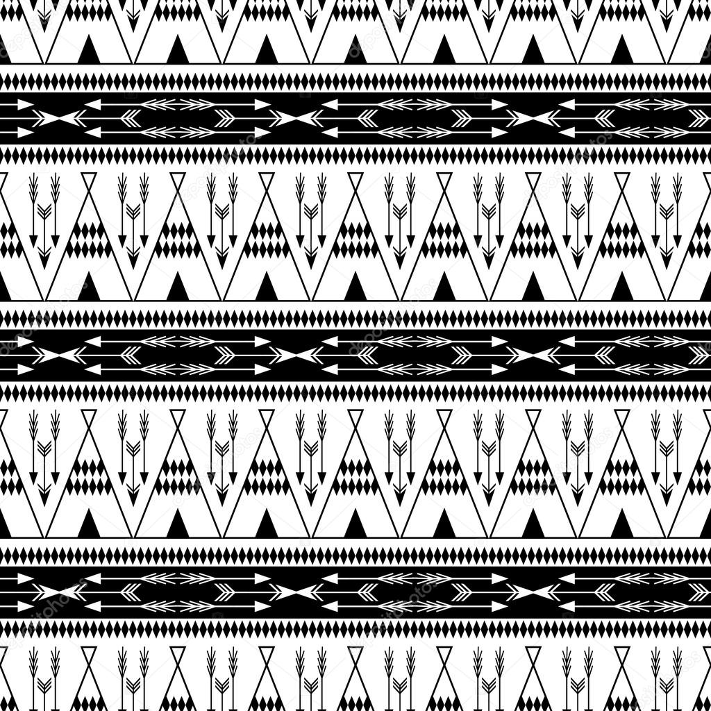 Striped tee pee monochrome native american summer tent pattern.