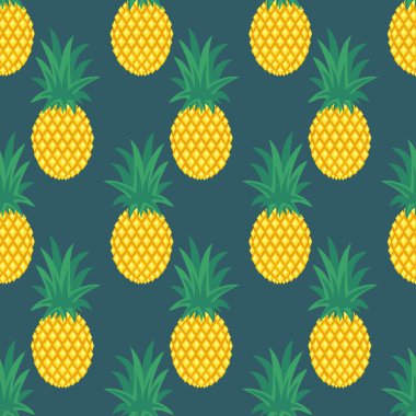 Sorunsuz ananas desen. Vektör ananas arka plan. Sevimli yaz meyve illüstrasyon.