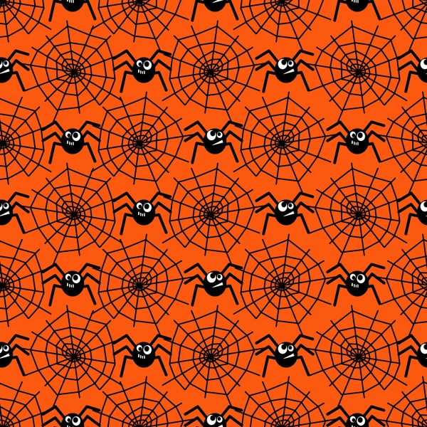 Halloween pattern with spiders and spider webs . Seamless halloween background. — Stock Vector