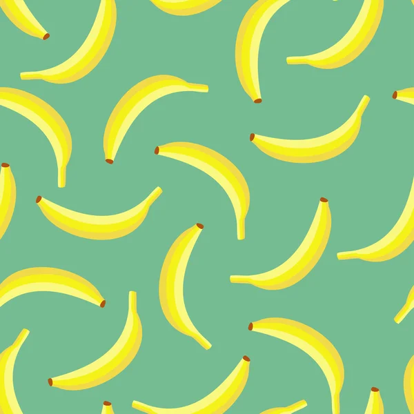 Patrón verde sin costuras con plátanos amarillos. Lindo vector plátano fondo . Vectores De Stock Sin Royalties Gratis
