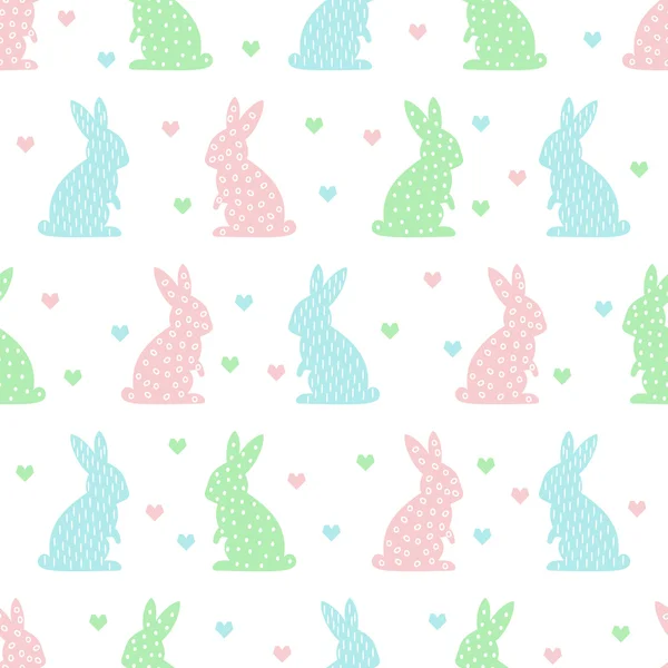 Problemfri påske mønster med søde kanin og hjerte . – Stock-vektor