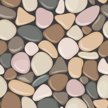 Stone seamless background texture. Pebbles seamless pattern. Colorful seaside wet pebble vector illustration.