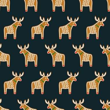 Noel gingerbread çerezleri - xmas geyik ile Seamless Modeli.