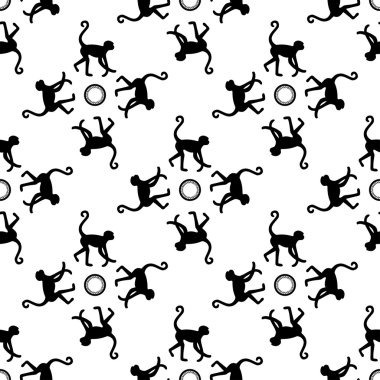 Beyaz arka planda kesintisiz maymun desen. 2016 yıl sembolü.