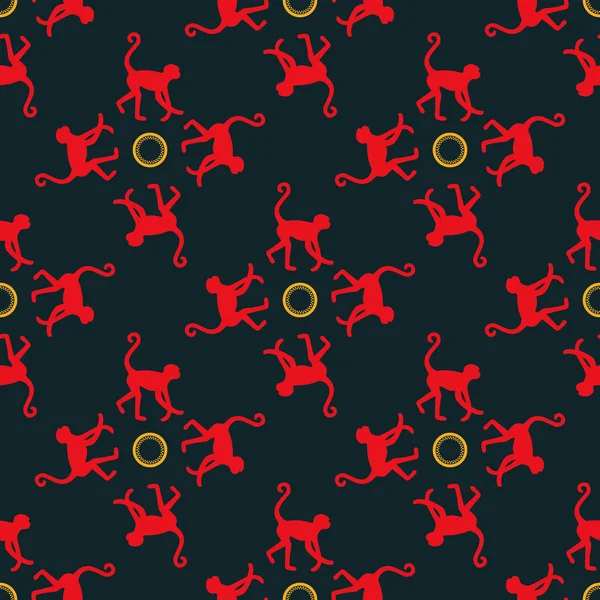 Fond de motif sans couture coloré avec des singes. Symbole de 2016 année. Texture singe rouge . — Image vectorielle