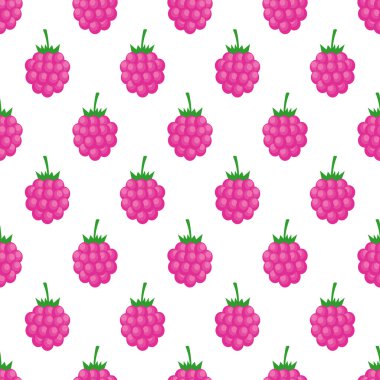 Pembe ahududu ile sorunsuz arka plan. Sevimli vektör ahududu desen.