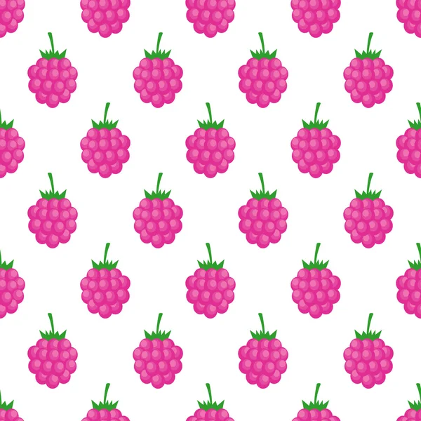 Seamless background with pink raspberry. Cute vector raspberry pattern. — Stock Vector