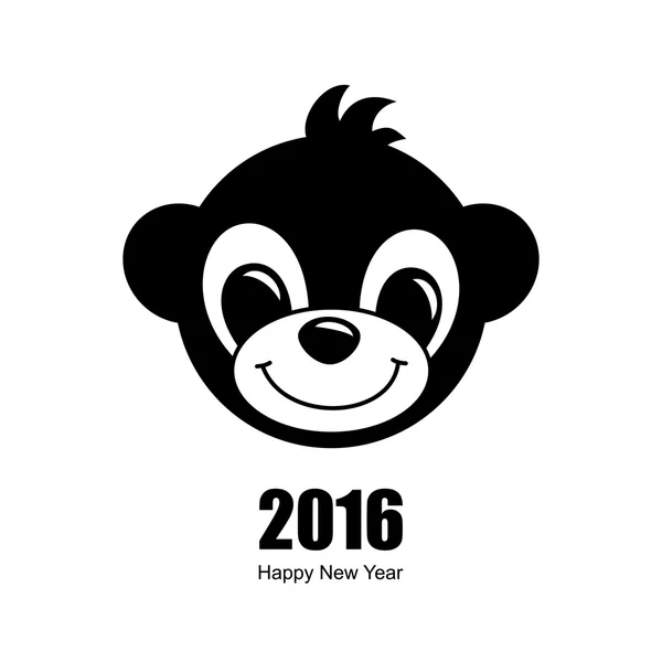 Affe frohes neues Jahr Karte isoliert auf weißem Hintergrund. Vektor stilisierter Affe. Symbol des Jahres 2016. — Stockvektor