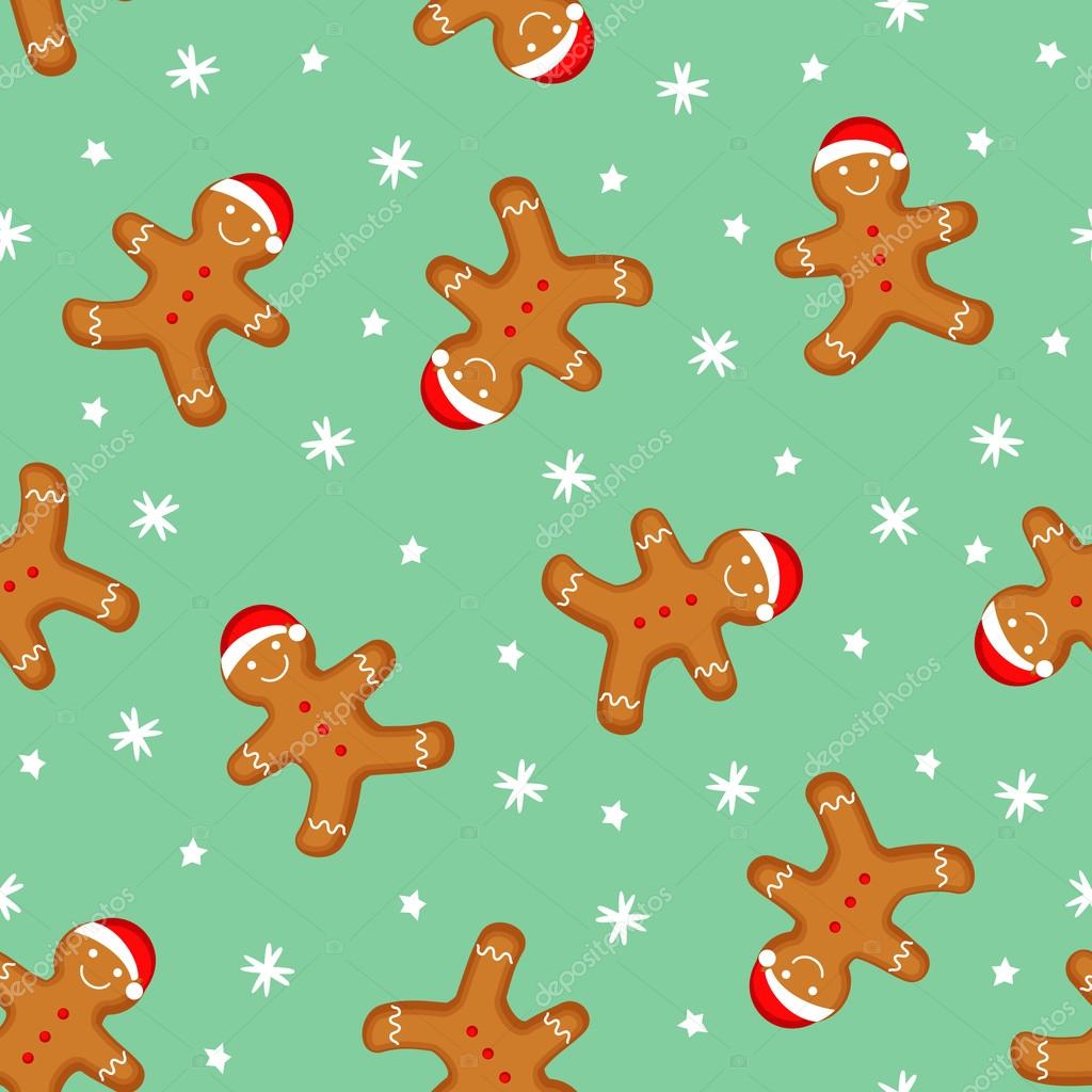 Vector Illustration of Christmas Gingerbread Cookies Seamless Pattern  Ginger Cookies on Blue Background Stock Vector  Illustration of baked  food 104778326