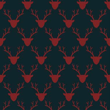 Geyiği siluet seamless modeli gidin. Hayvan baş doku.