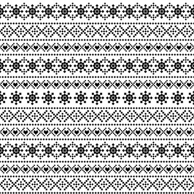 Christmas and New Year ornamental pattern with snowflakes. Black and white seamless background for winter holidays.