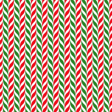 Candy canes vector background. Seamless xmas pattern with red, green and white candy cane stripes.