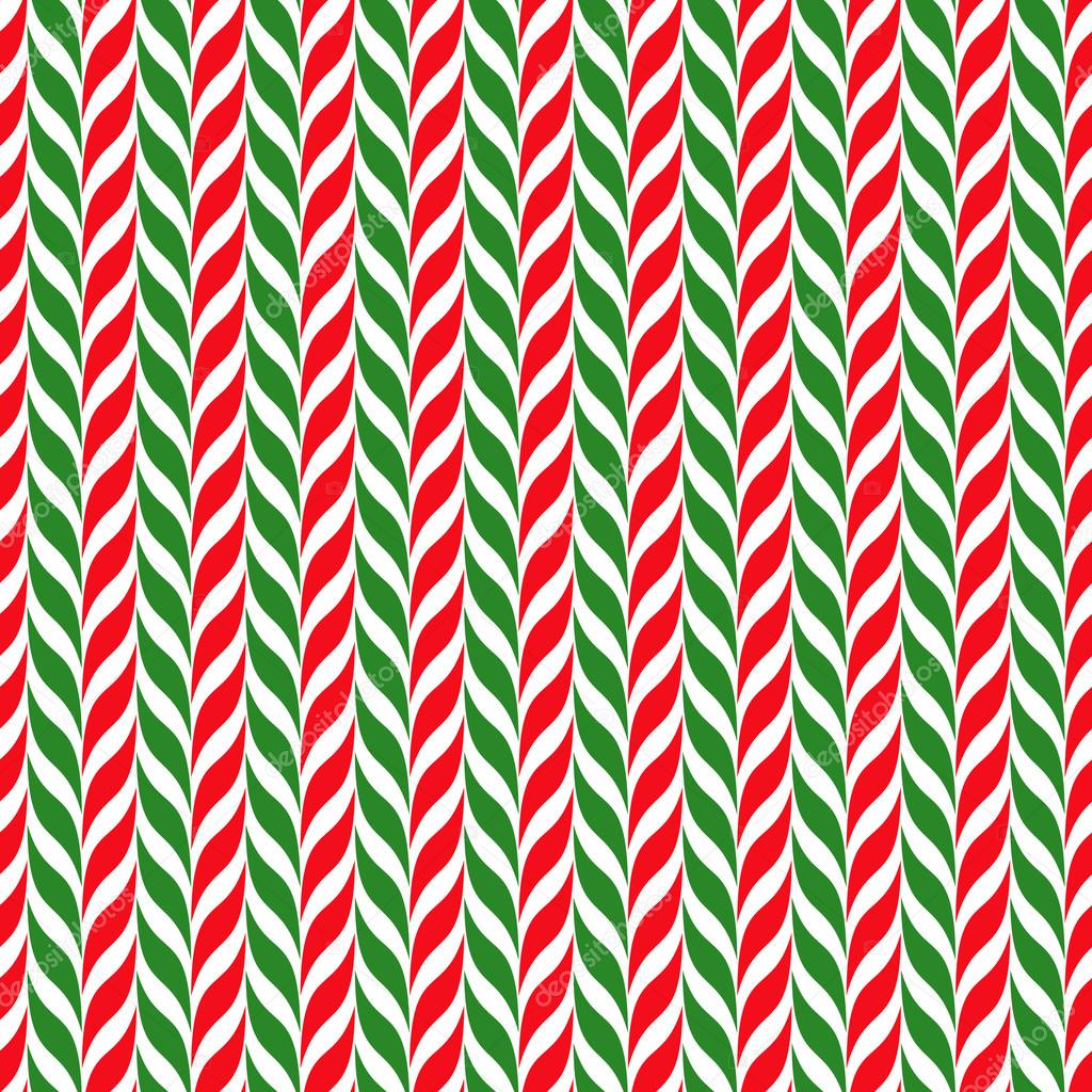 Candy canes vector background. Seamless xmas pattern with red, green and white candy cane stripes.