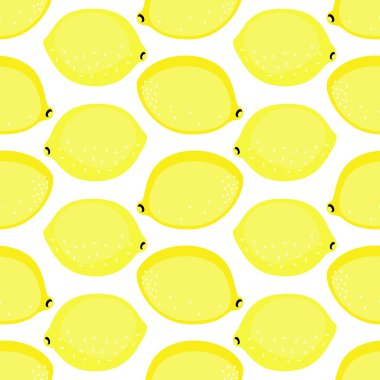 Seamless background with yellow lemons. Cute vector lemon pattern.