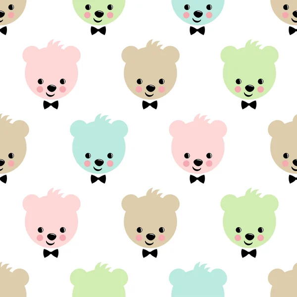 Teddy bear seamless pattern. Cute vector background with boy teddy bear. — 图库矢量图片