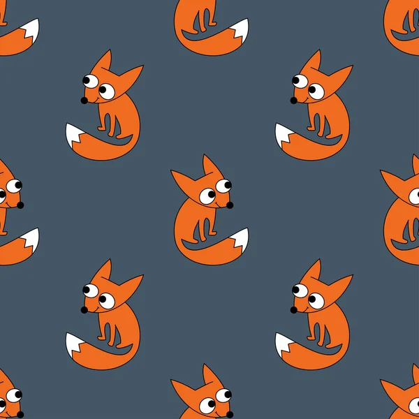 Seamless pattern with smiling little fox. Baby animal vector illustration. — Stock Vector