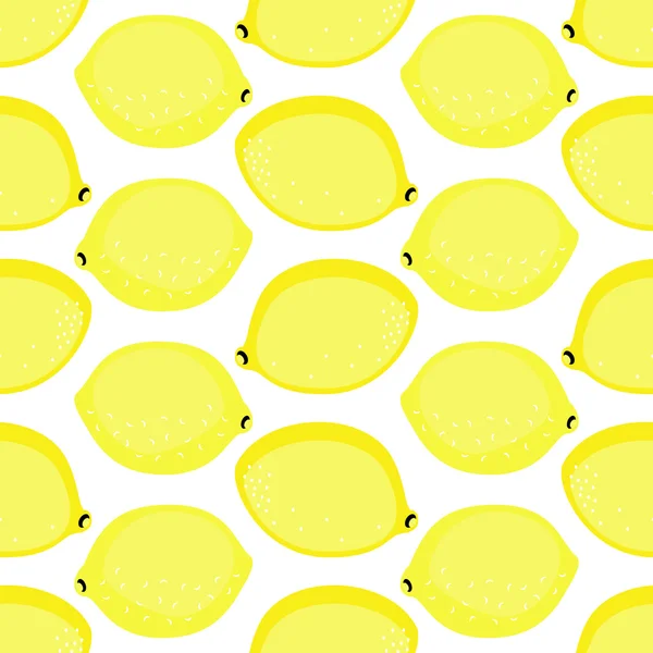 พื้นหลังที่ไร้รอยต่อกับมะนาวสีเหลือง รูปแบบเลมอนเวกเตอร์น่ารัก . — ภาพเวกเตอร์สต็อก