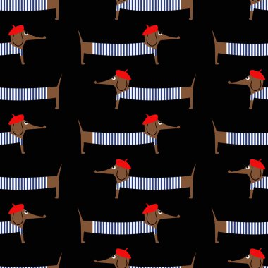 French style dogs seamless pattern