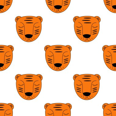 Cute baby tiger heads