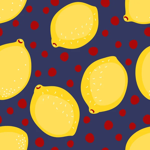 Decorative background with yellow lemons. — Stock Vector