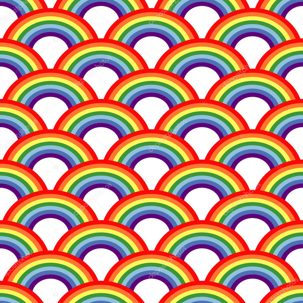 Seamless pattern with colorful rainbows