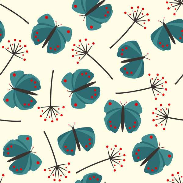 pattern with butterflies and dandelions