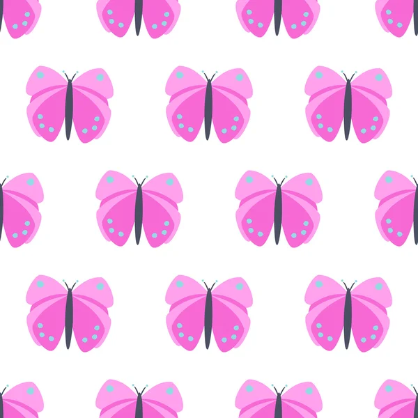 Mariposas rosadas patrón sin costuras — Vector de stock