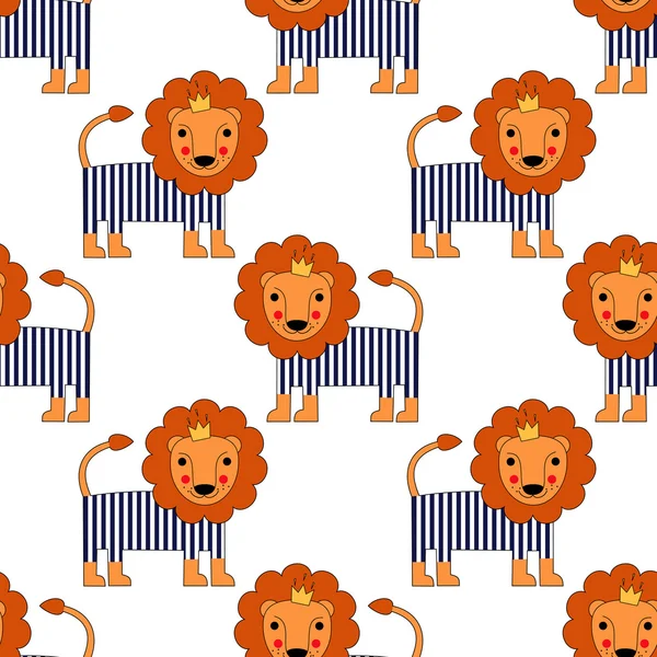 Bébé Lions dessin animé motif sans couture — Image vectorielle