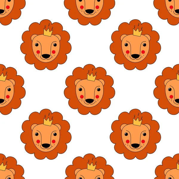 Têtes de lion motif sans couture — Image vectorielle
